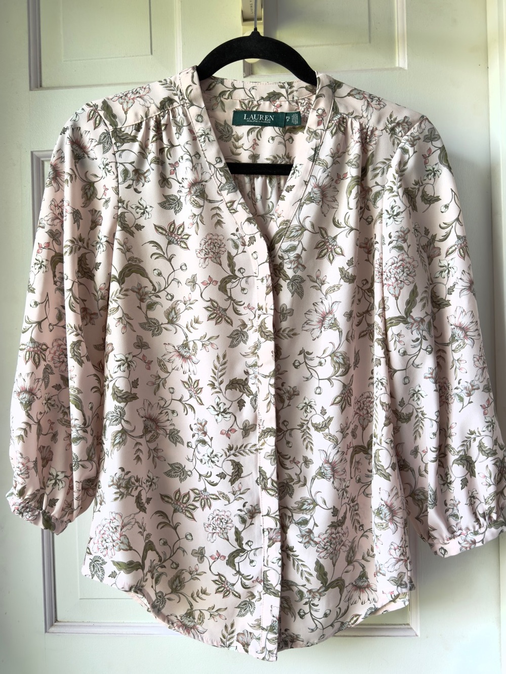Lauren Ralph Lauren Pink Floral Button-Front Blouse Petite Small